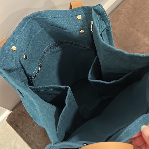 The FEED project cotton canvas market tote teal blue - Picture 4 of 7